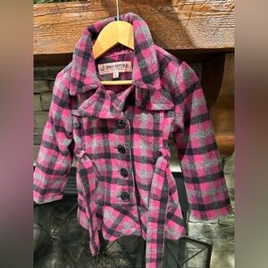 ⭐️⭐️ Urban Republic Toddler Girls Pink plaid winter dressy Pea Coat sz 2T